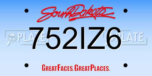 752IZ6 South Dakota License Plate