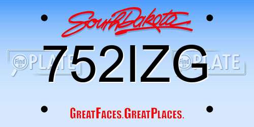 752IZG South Dakota License Plate