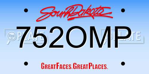 752OMP South Dakota License Plate