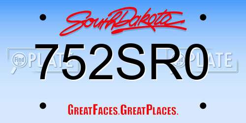 752SR0 South Dakota License Plate