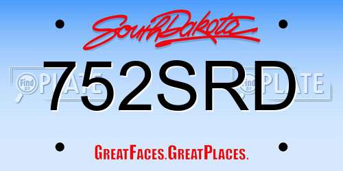 752SRD South Dakota License Plate