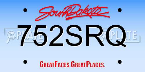 752SRQ South Dakota License Plate