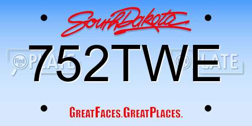 752TWE South Dakota License Plate