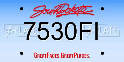 7530FI South Dakota License Plate