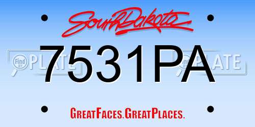 7531PA South Dakota License Plate