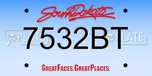7532BT South Dakota License Plate