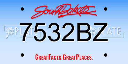 7532BZ South Dakota License Plate