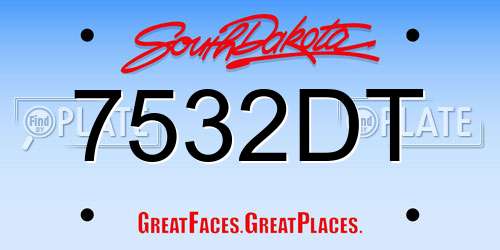 7532DT South Dakota License Plate
