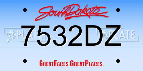 7532DZ South Dakota License Plate