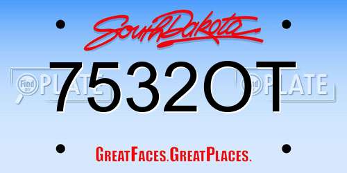 7532OT South Dakota License Plate