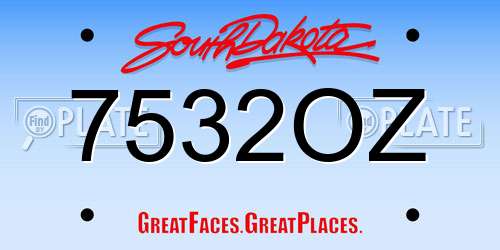 7532OZ South Dakota License Plate