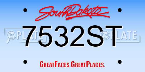 7532ST South Dakota License Plate