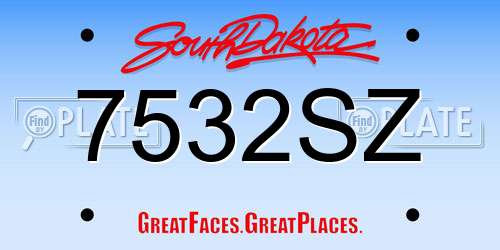 7532SZ South Dakota License Plate