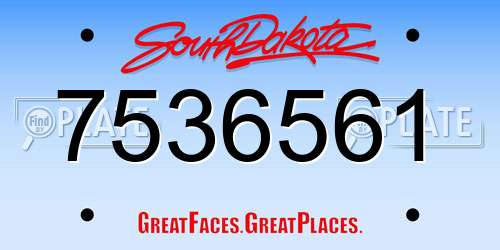 7536561 South Dakota License Plate