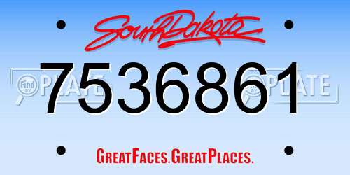 7536861 South Dakota License Plate