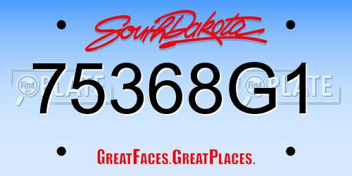 75368G1 South Dakota License Plate