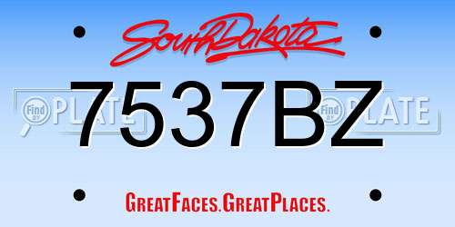 7537BZ South Dakota License Plate