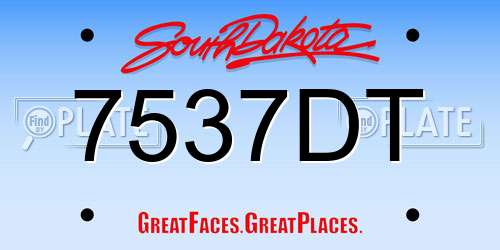 7537DT South Dakota License Plate