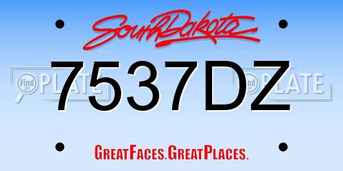 7537DZ South Dakota License Plate