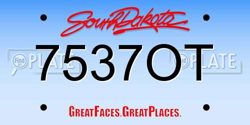 7537OT South Dakota License Plate