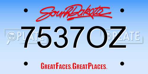 7537OZ South Dakota License Plate