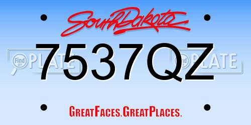 7537QZ South Dakota License Plate