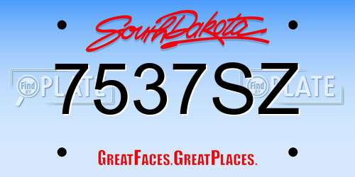 7537SZ South Dakota License Plate