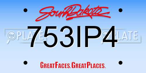 753IP4 South Dakota License Plate