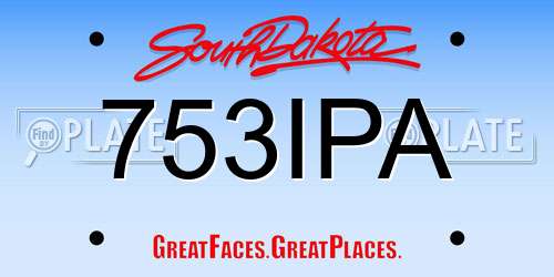 753IPA South Dakota License Plate