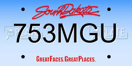 753MGU South Dakota License Plate