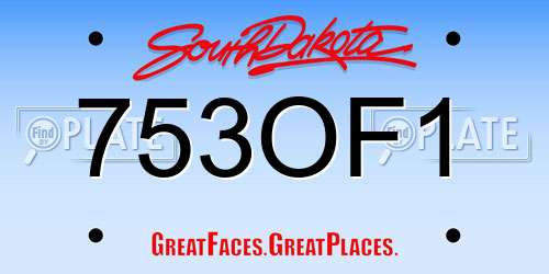 753OF1 South Dakota License Plate
