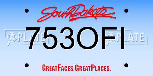 753OFI South Dakota License Plate