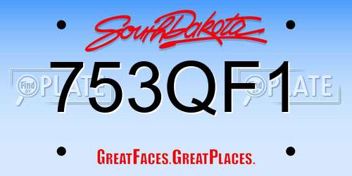 753QF1 South Dakota License Plate