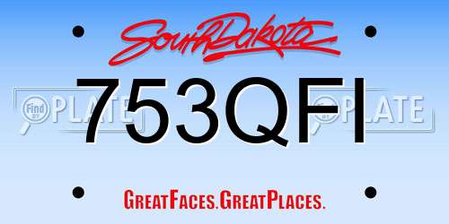 753QFI South Dakota License Plate