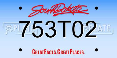 753T02 South Dakota License Plate