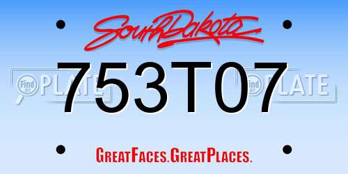 753T07 South Dakota License Plate