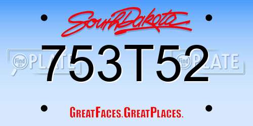 753T52 South Dakota License Plate