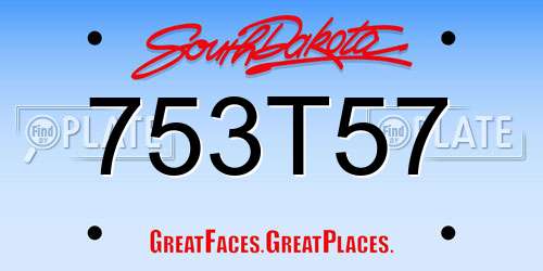 753T57 South Dakota License Plate