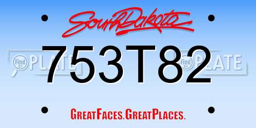 753T82 South Dakota License Plate
