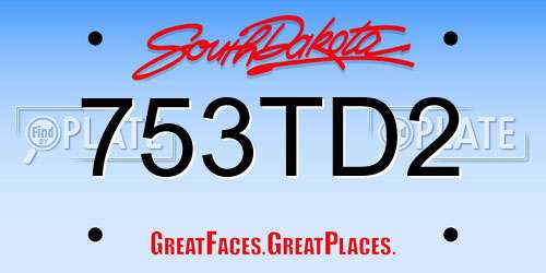 753TD2 South Dakota License Plate