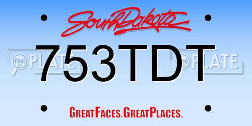 753TDT South Dakota License Plate