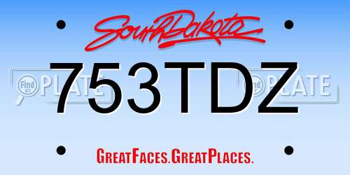 753TDZ South Dakota License Plate
