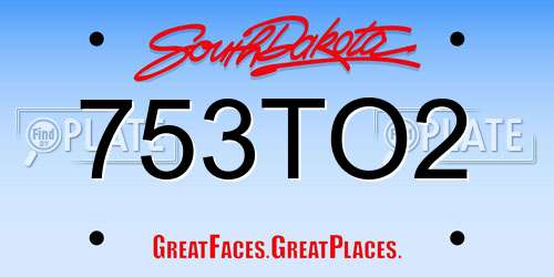 753TO2 South Dakota License Plate