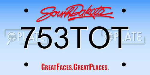 753TOT South Dakota License Plate