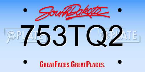 753TQ2 South Dakota License Plate