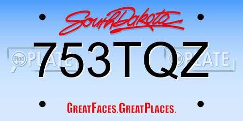 753TQZ South Dakota License Plate