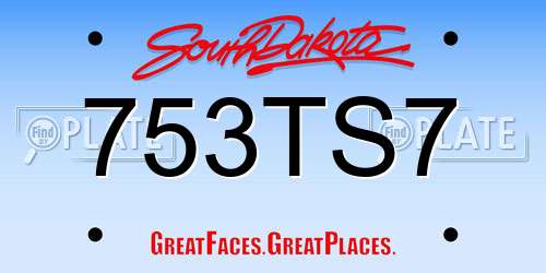 753TS7 South Dakota License Plate
