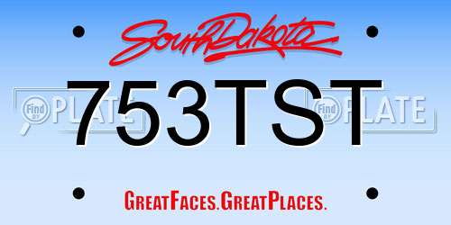 753TST South Dakota License Plate