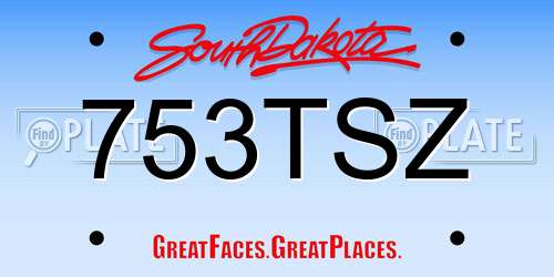 753TSZ South Dakota License Plate