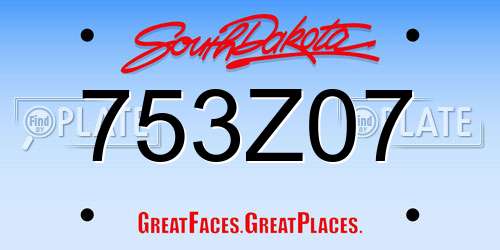 753Z07 South Dakota License Plate